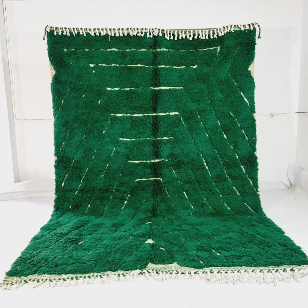 Green carpet - Moroccan rug - Hand knotted - Beni ourain rug - all wool berber rug - Custom rug - handmade rug - Genuine lamb wool