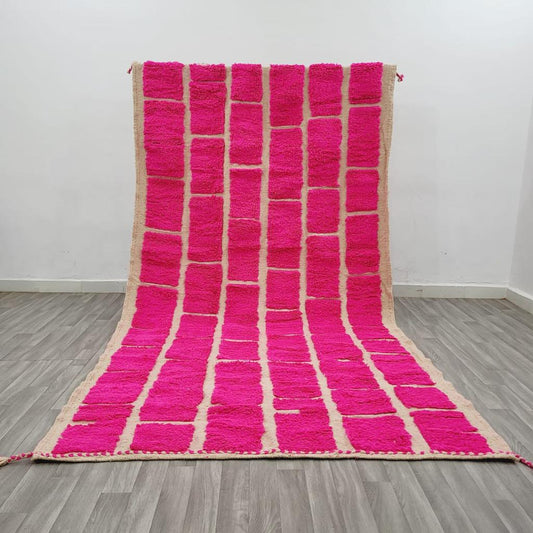 Pink Moroccan rug - Hand knotted - Beni ourain rug - all wool berber rug - Custom rug - handmade rug - Genuine lamb wool